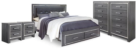Lodanna King Storage Bed, 2 Chests and 2 Nightstands from Ashley - Luna Furniture