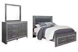 Lodanna Queen Panel Bed with 2 Storage Drawers with Mirrored Dresser in Gray from Ashley - Luna Furniture