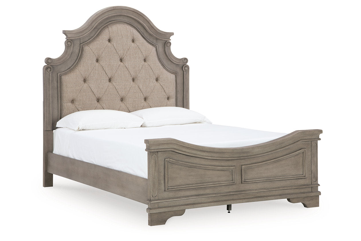 Lodenbay Antique Gray Queen Upholstered Panel Bed from Ashley - Luna Furniture