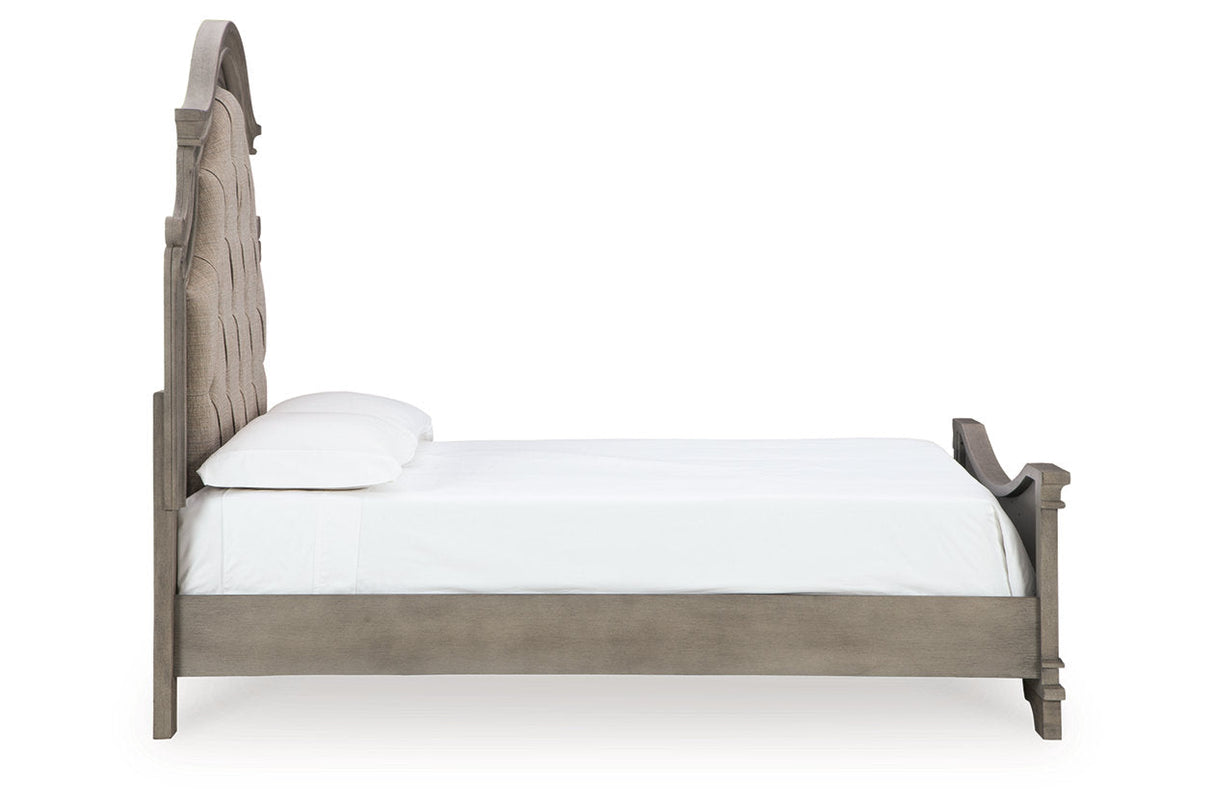 Lodenbay Antique Gray Queen Upholstered Panel Bed from Ashley - Luna Furniture