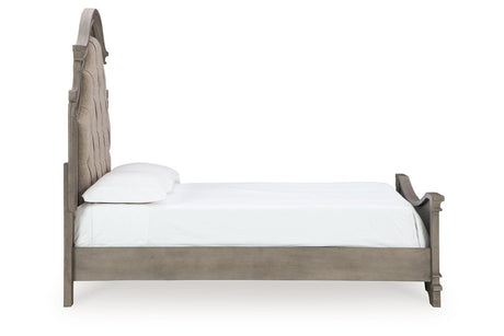 Lodenbay Antique Gray Queen Upholstered Panel Bed from Ashley - Luna Furniture