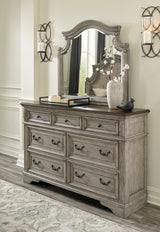 Lodenbay California King Panel Bed with Mirrored Dresser and 2 Nightstands in Antique Gray from Ashley - Luna Furniture