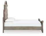 Lodenbay Queen Panel Bed with Mirrored Dresser and 2 Nightstands in Antique Gray from Ashley - Luna Furniture