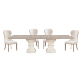 Lofton Light Gray/Ivory 5-Piece 108" Double Pedestal Extendable Dining Set from Homelegance - Luna Furniture
