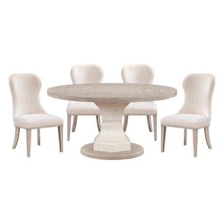 Lofton Light Gray/Ivory 5-Piece 60" Round Dining Set from Homelegance - Luna Furniture