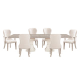 Lofton Light Gray/Ivory 7-Piece 108" Double Pedestal Extendable Dining Set from Homelegance - Luna Furniture