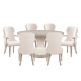 Lofton Light Gray/Ivory 7-Piece 60" Round Dining Set from Homelegance - Luna Furniture