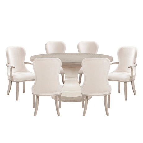 Lofton Light Gray/Ivory 7-Piece 60" Round Dining Set from Homelegance - Luna Furniture