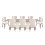 Lofton Light Gray/Ivory 9-Piece 108" Double Pedestal Extendable Dining Set from Homelegance - Luna Furniture