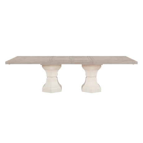 Lofton Light Gray/Ivory 108" Double Pedestal Extendable Dining Set from Homelegance - Luna Furniture