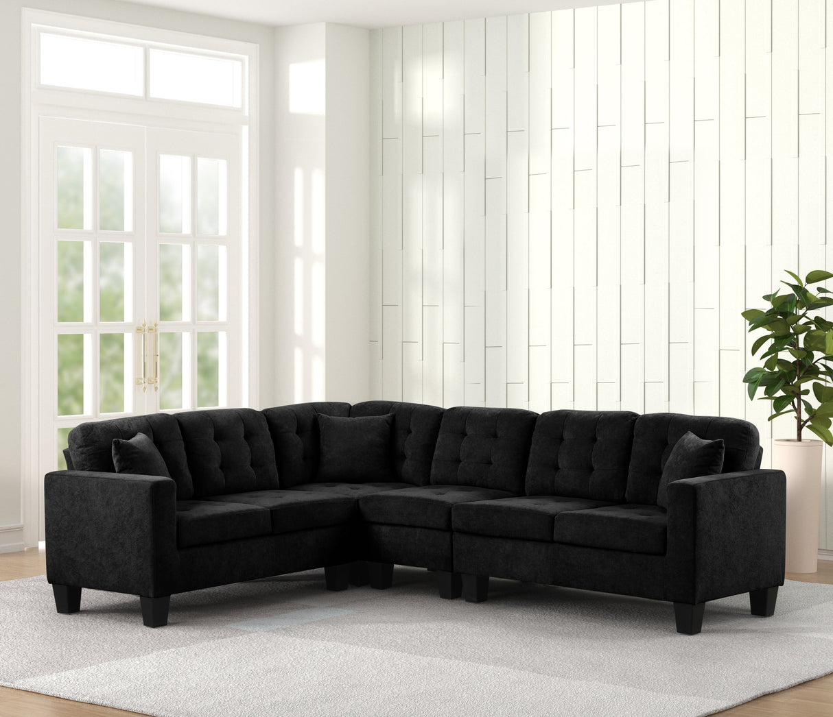 Logan Black Reversible Sectional from Happy Homes - Luna Furniture