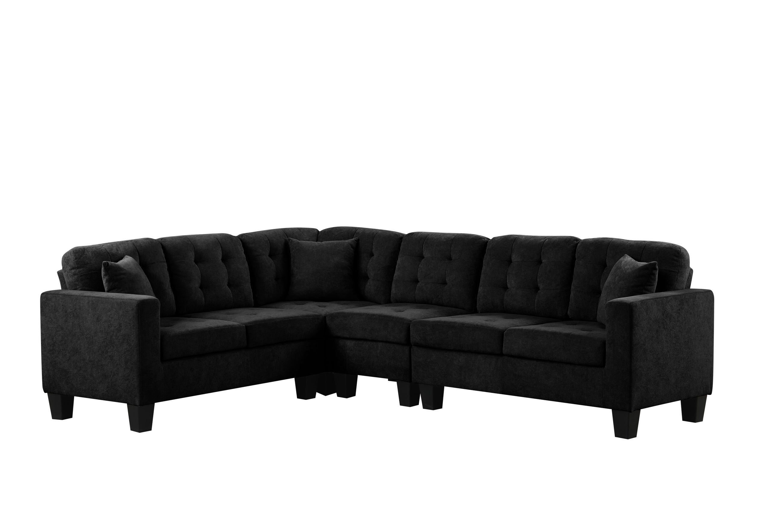 Logan Black Reversible Sectional – Luna Furniture