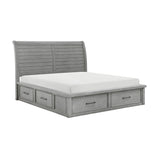 Logandale Antique Gray King Sleigh Storage Platform Bed from Homelegance - Luna Furniture