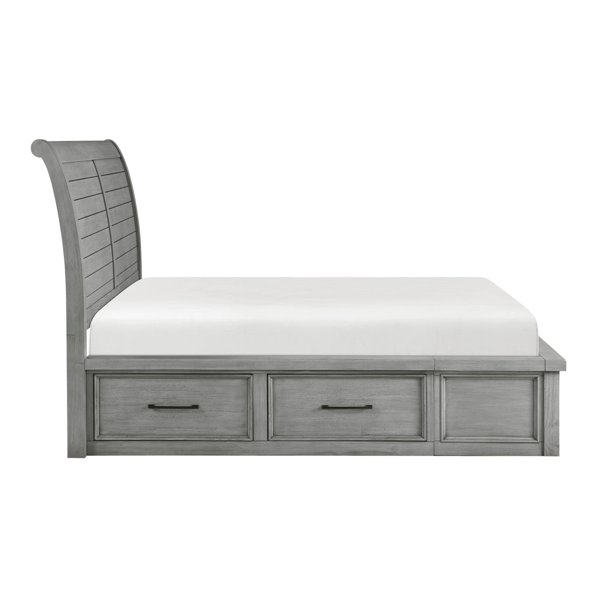 Logandale Antique Gray King Sleigh Storage Platform Bed from Homelegance - Luna Furniture