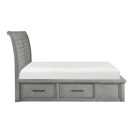 Logandale Antique Gray King Sleigh Storage Platform Bed from Homelegance - Luna Furniture