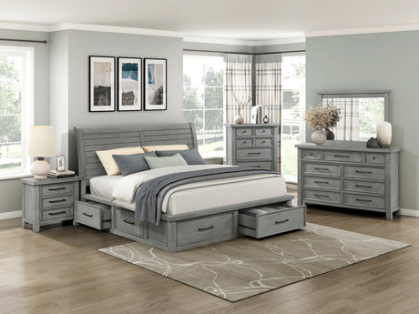 Logandale Antique Gray King Sleigh Storage Platform Bed from Homelegance - Luna Furniture