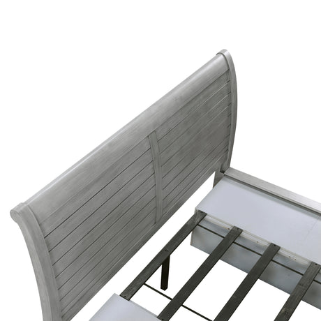 Logandale Antique Gray Queen Sleigh Storage Platform Bed from Homelegance - Luna Furniture