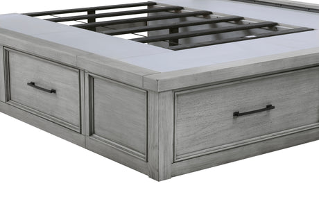 Logandale Antique Gray Queen Sleigh Storage Platform Bed from Homelegance - Luna Furniture