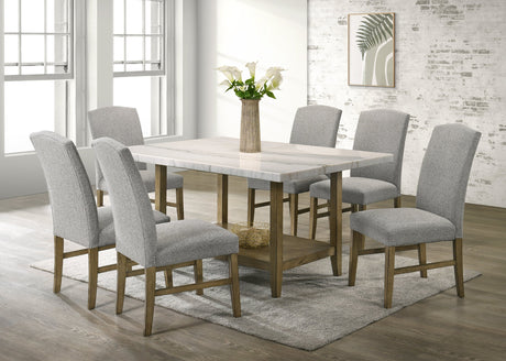 Lola Gray/Brown 7-Piece Genuine Marble Top Dining Set from Happy Homes - Luna Furniture