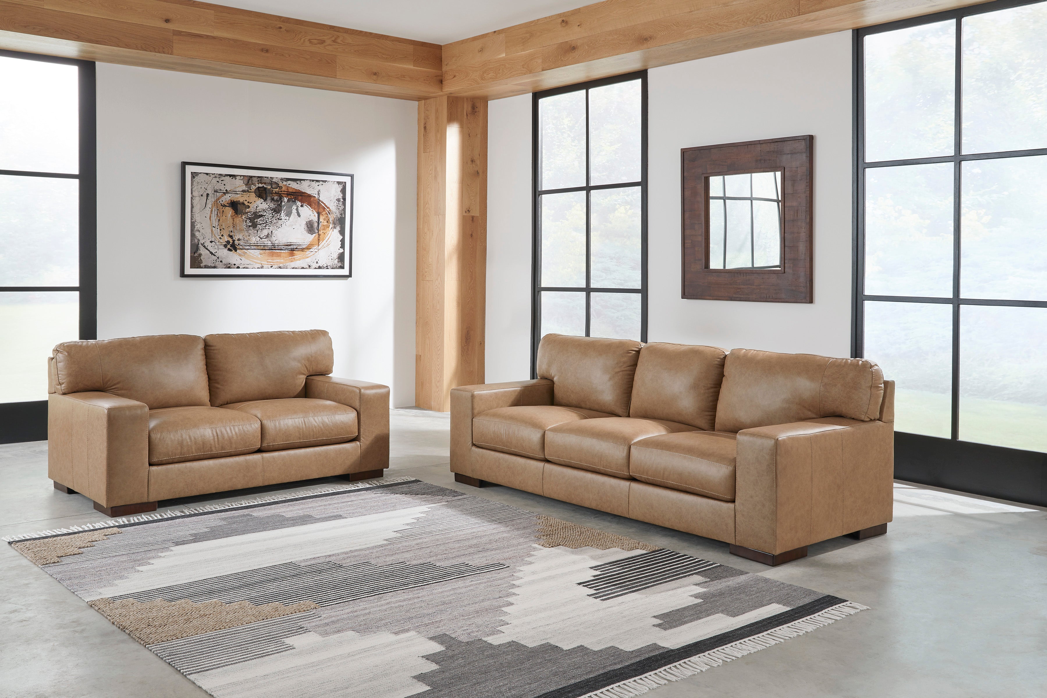 Lombardia Tumbleweed Leather Living Room Set – Luna Furniture