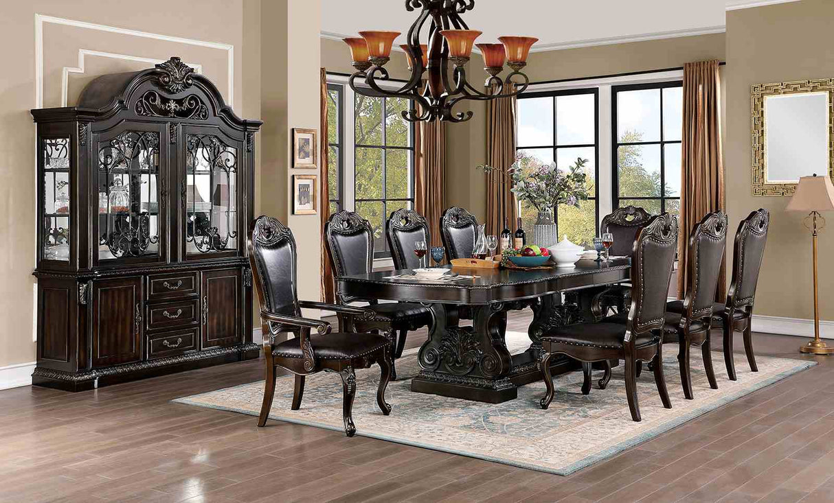 Lombardy Walnut 9-Piece Dining Room Set from Furniture of America - Luna Furniture