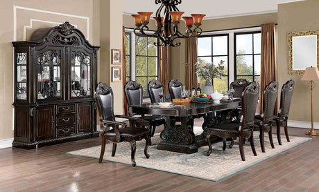 Lombardy Walnut 9-Piece Dining Room Set from Furniture of America - Luna Furniture
