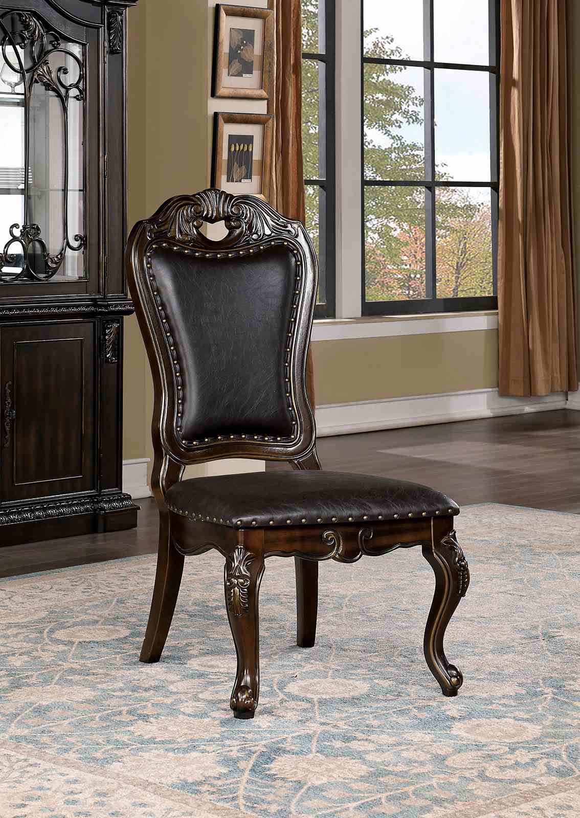 Lombardy Walnut 9-Piece Dining Room Set from Furniture of America - Luna Furniture