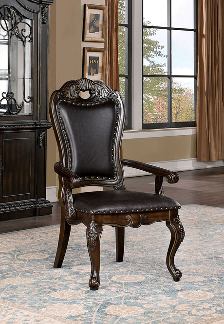 Lombardy Walnut/Dark Brown Arm Chair from Furniture of America - Luna Furniture