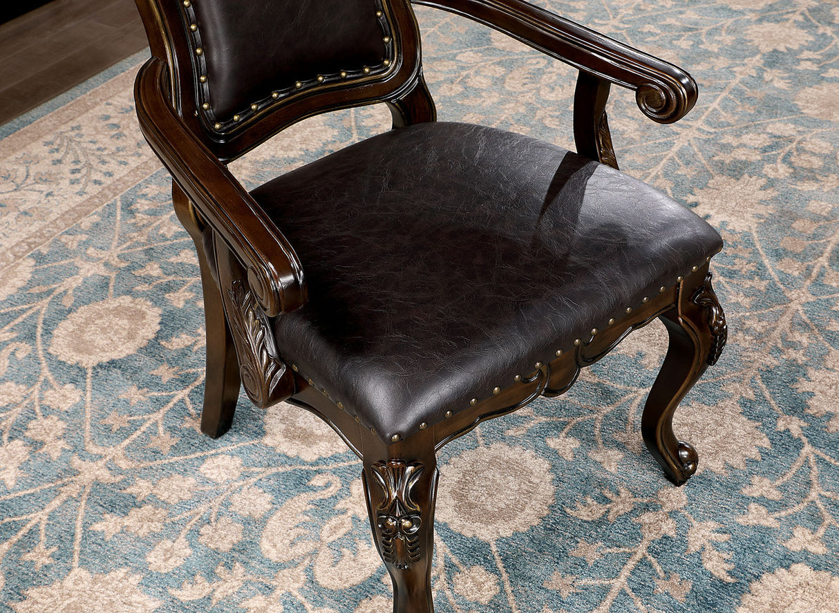 Lombardy Walnut/Dark Brown Arm Chair from Furniture of America - Luna Furniture