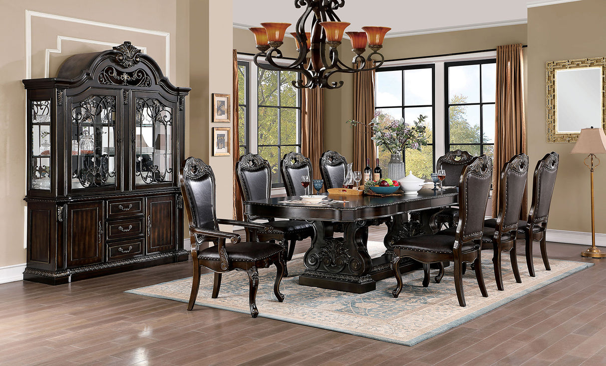 Lombardy Walnut 7 Pc Dining Table Set from Furniture of America - Luna Furniture