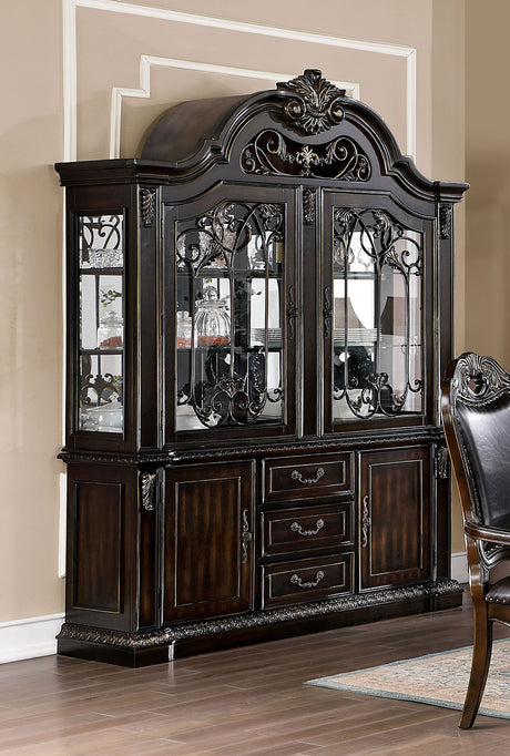 Lombardy Walnut Hutch & Buffet from Furniture of America - Luna Furniture