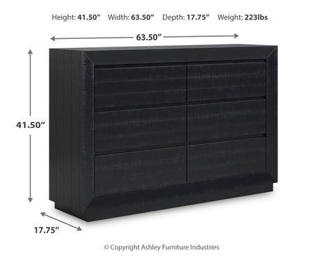 Londer California King Panel Bed with Dresser and Nightstand in Black from Ashley - Luna Furniture