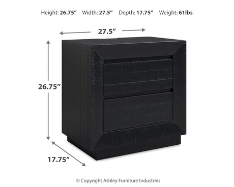 Londer California King Panel Bed with Mirrored Dresser and 2 Nightstands in Black from Ashley - Luna Furniture
