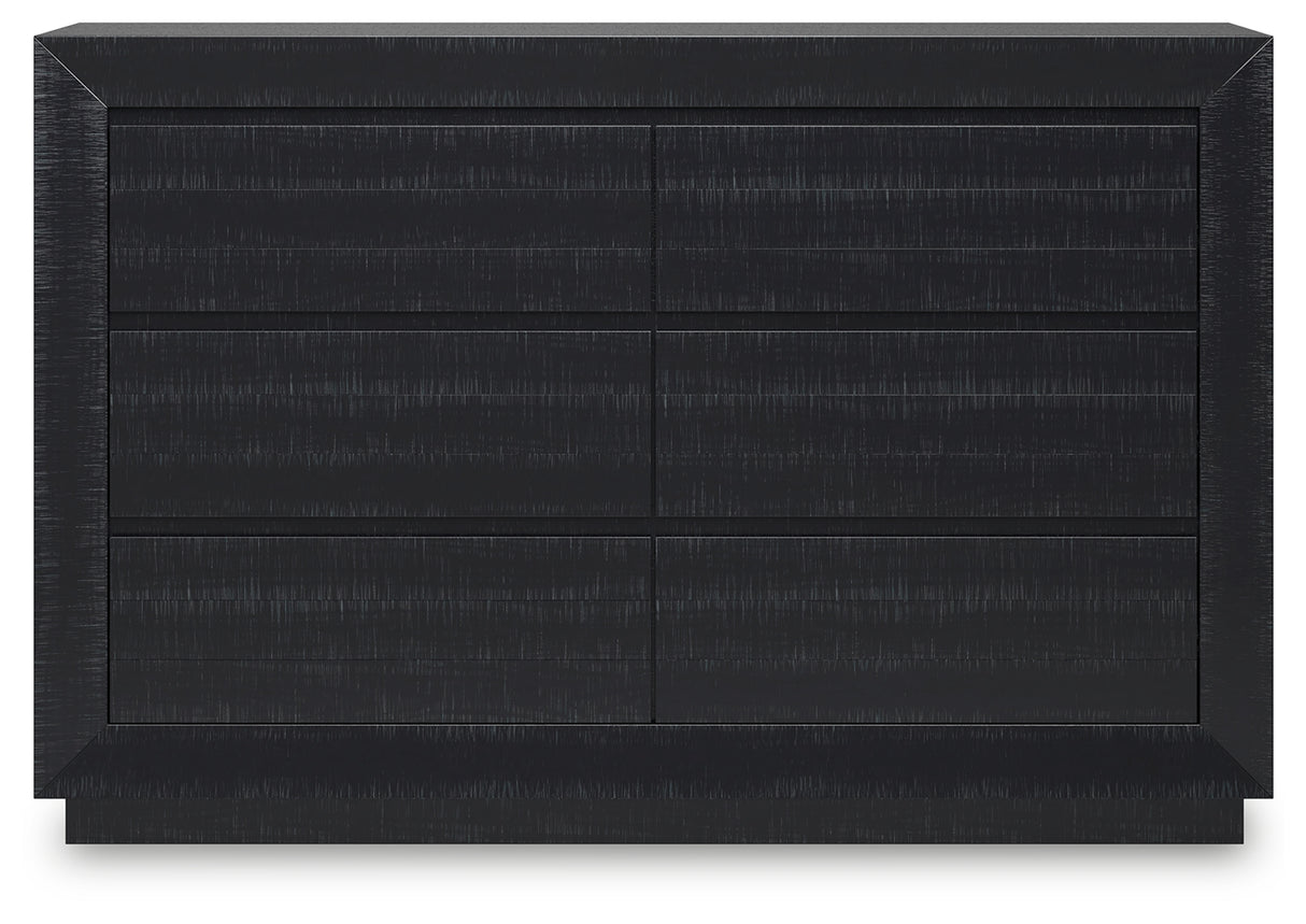 Londer King Panel Bed with Dresser and Nightstand in Black from Ashley - Luna Furniture