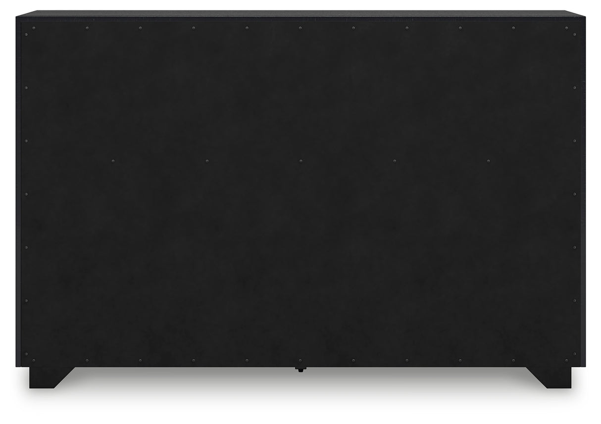 Londer King Panel Bed with Dresser and Nightstand in Black from Ashley - Luna Furniture