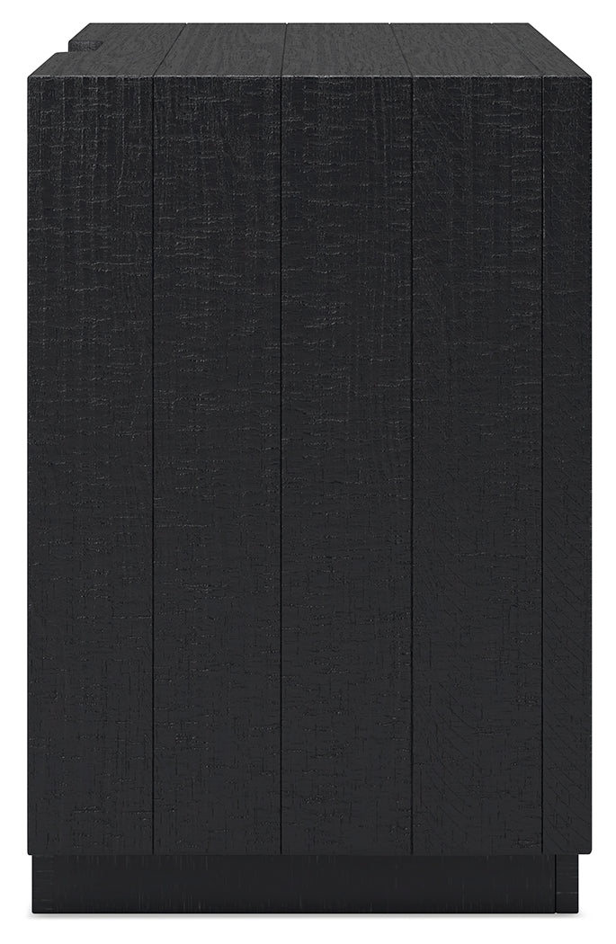 Londer King Panel Bed with Dresser and Nightstand in Black from Ashley - Luna Furniture