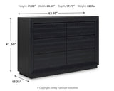 Londer King Panel Bed with Dresser and Nightstand in Black from Ashley - Luna Furniture