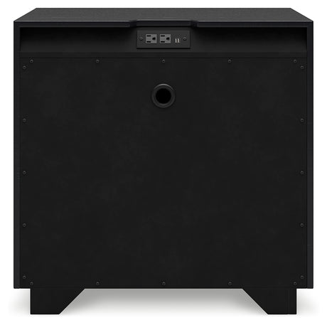 Londer King Panel Bed with Mirrored Dresser, Chest and Nightstand in Black from Ashley - Luna Furniture