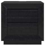 Londer King Panel Bed with Mirrored Dresser and 2 Nightstands in Black from Ashley - Luna Furniture