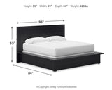 Londer King Panel Bed with Mirrored Dresser and 2 Nightstands in Black from Ashley - Luna Furniture