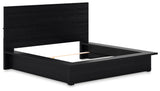 Londer King Panel Bed with Mirrored Dresser and Nightstand in Black from Ashley - Luna Furniture