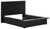 Londer Queen Panel Bed with Mirrored Dresser in Black from Ashley - Luna Furniture