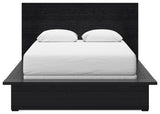 Londer Queen Panel Bed with Mirrored Dresser in Black from Ashley - Luna Furniture