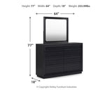 Londer Queen Panel Bed with Mirrored Dresser in Black from Ashley - Luna Furniture