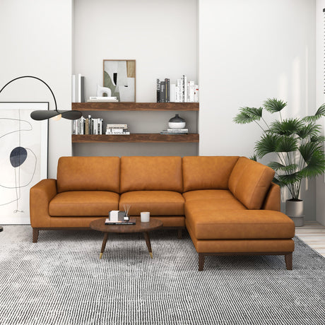 London Tan Leather Right Facing Sectional from Ashcroft Furniture - Luna Furniture