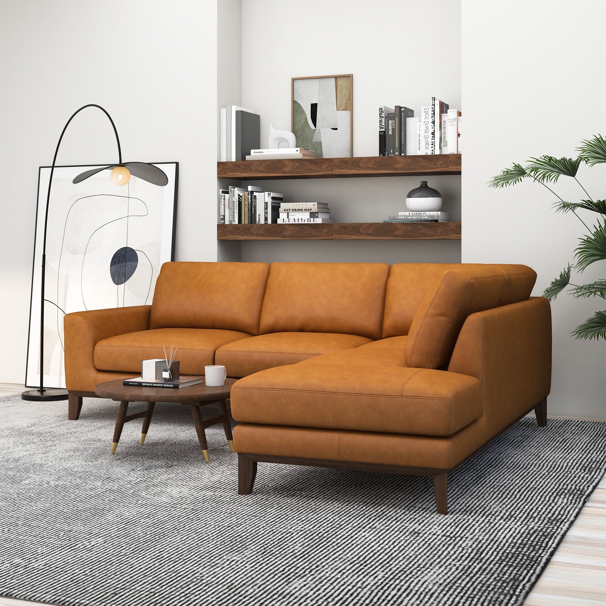London Tan Leather Right Facing Sectional from Ashcroft Furniture - Luna Furniture