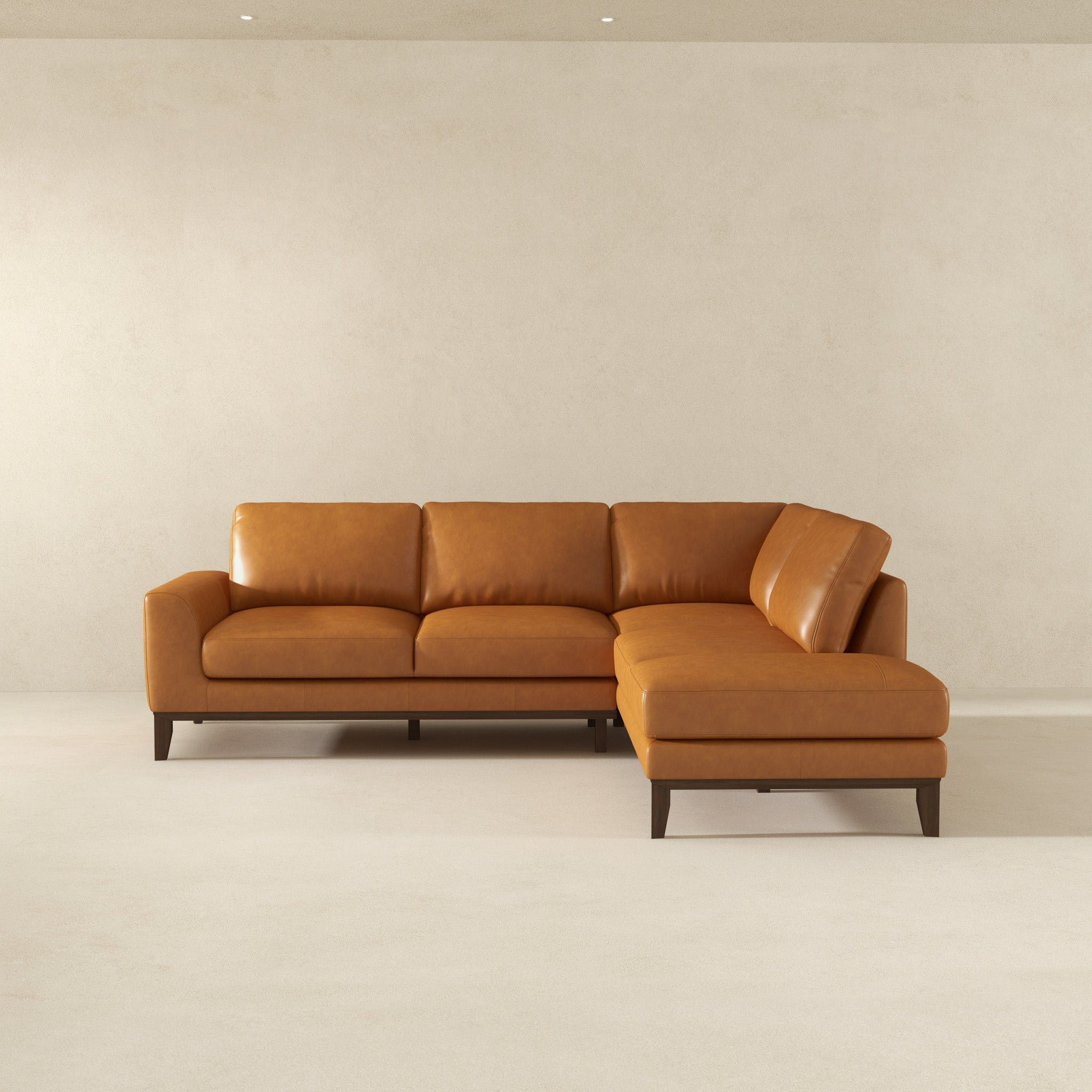 London Tan Leather Right Facing Sectional from Ashcroft Furniture - Luna Furniture