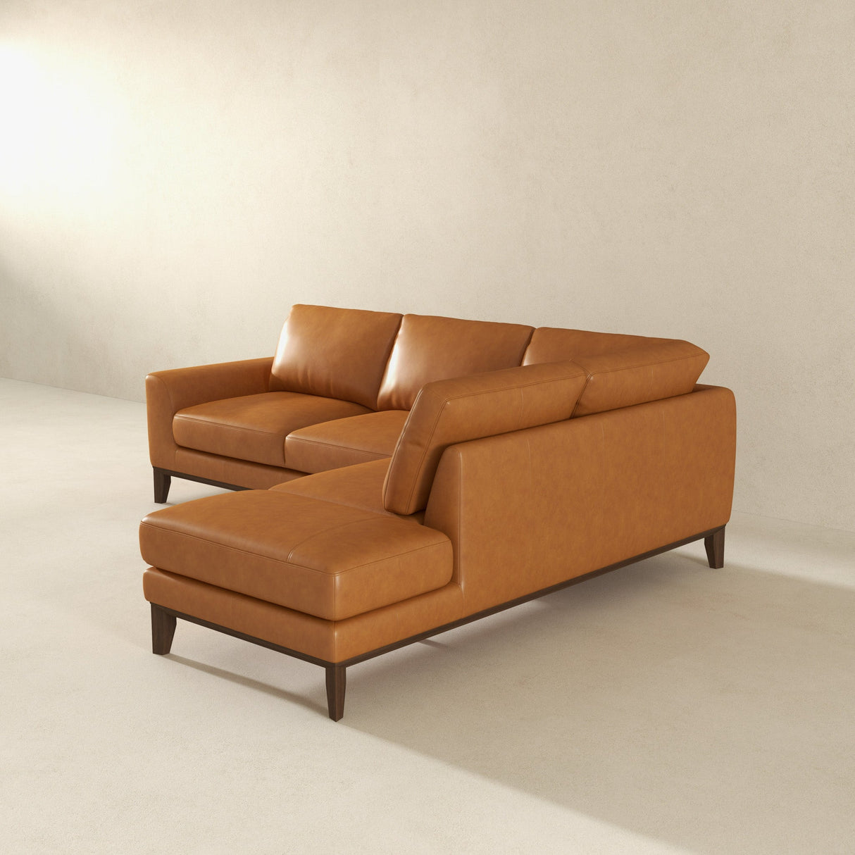 London Tan Leather Right Facing Sectional from Ashcroft Furniture - Luna Furniture