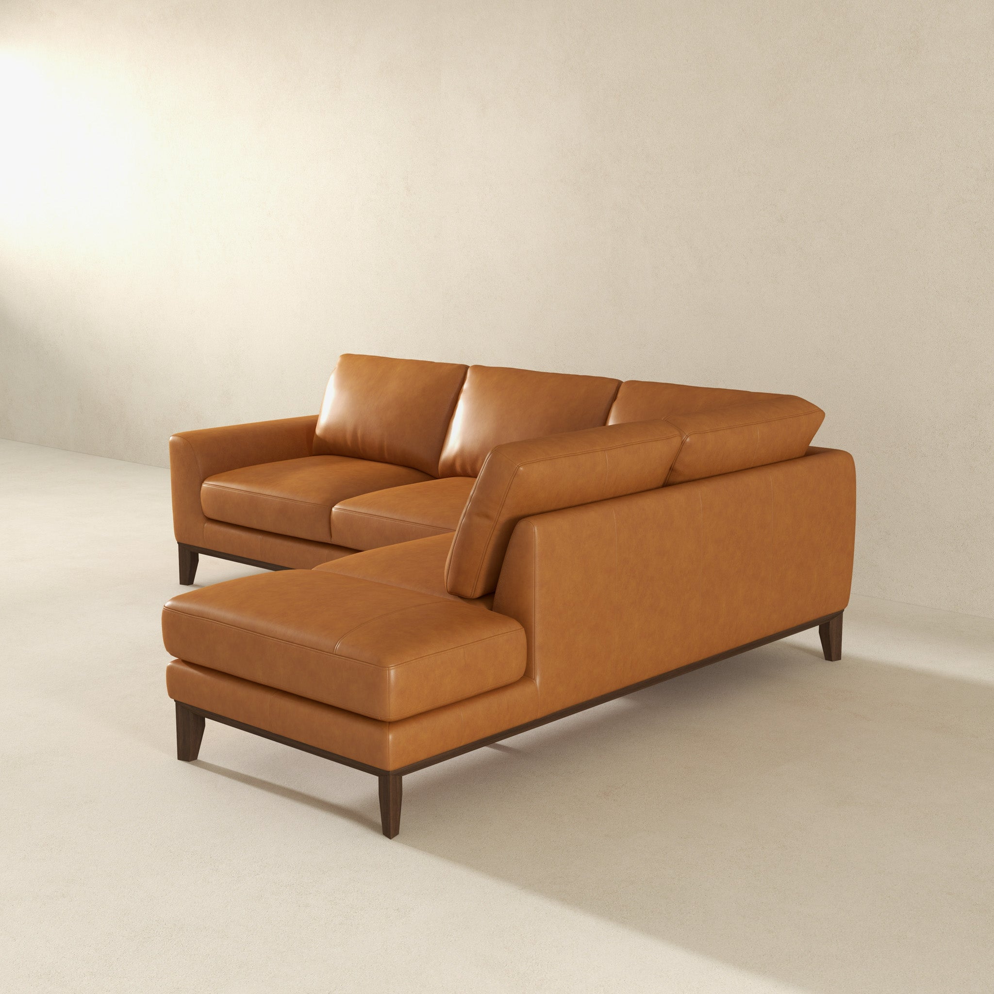 London Tan Leather Right Facing Sectional from Ashcroft Furniture - Luna Furniture