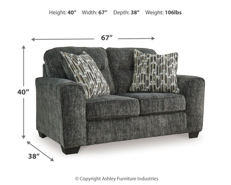 Lonoke Gunmetal 2 Loveseats and Chair from Ashley Furniture - Luna Furniture